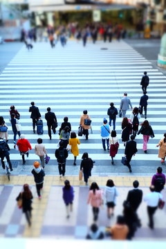 横断歩道を渡る人々
