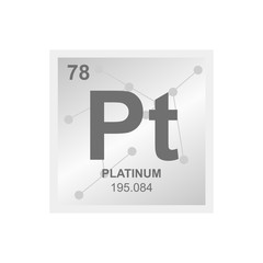 Vector symbol of Platinum from the Periodic Table of the elements on the background from connected molecules