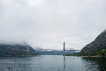 Obraz premium The road from Stavanger to Preikestolen through the fjords