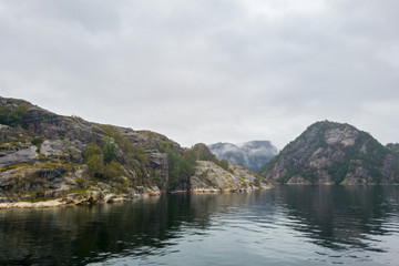 The road from Stavanger to Preikestolen through the fjords