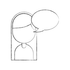 cartoon girl happy with bubble speech vector illustration