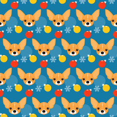 Obraz premium Abstract chihuahua dog seamless pattern background. Chihuahua dog portrait pattern for design t shirt, veterinary clinic poster, new year gift card