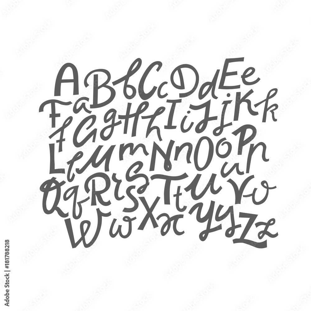 Poster vector set of uppercase and lowercase handwritten letters.