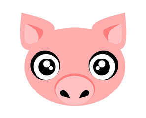 Portrait of a piggy icon flat children 