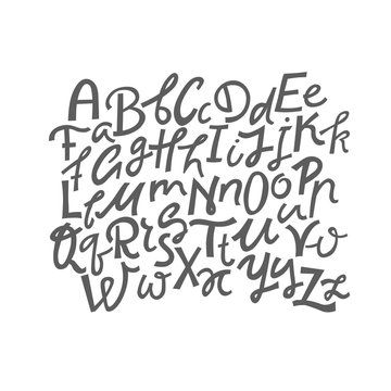 Vector set of uppercase and lowercase handwritten letters.