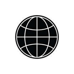 Globe symbol black and white vector illustration