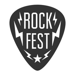 Rock fest badge. Guitar pick Mediator