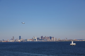 Naklejka premium Plane Over Boston