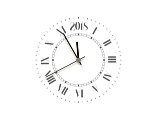 2018 New Year black clock, five minutes to midnight. Merry Christmas.
