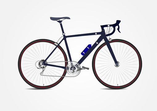 Sporty dark blue bicycle on white background, vector illustration