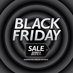 Black Friday sale background with dramatic text and copy space on black. For the Friday after Thanksgiving. EPS 10 vector illustration.