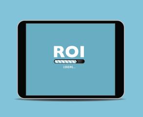 ROI loading text with bar load on a notebook. EPS 10 vector illustration.