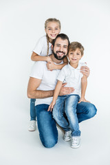 happy father with kids