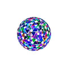 Abstract polygonal broken sphere. 3d Vector colorful illustration.