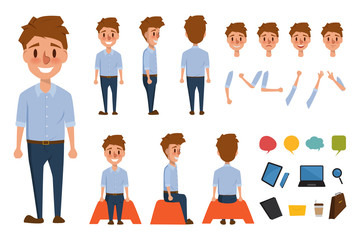 Fototapeta premium businessman character creation set. people character illustration vector design.