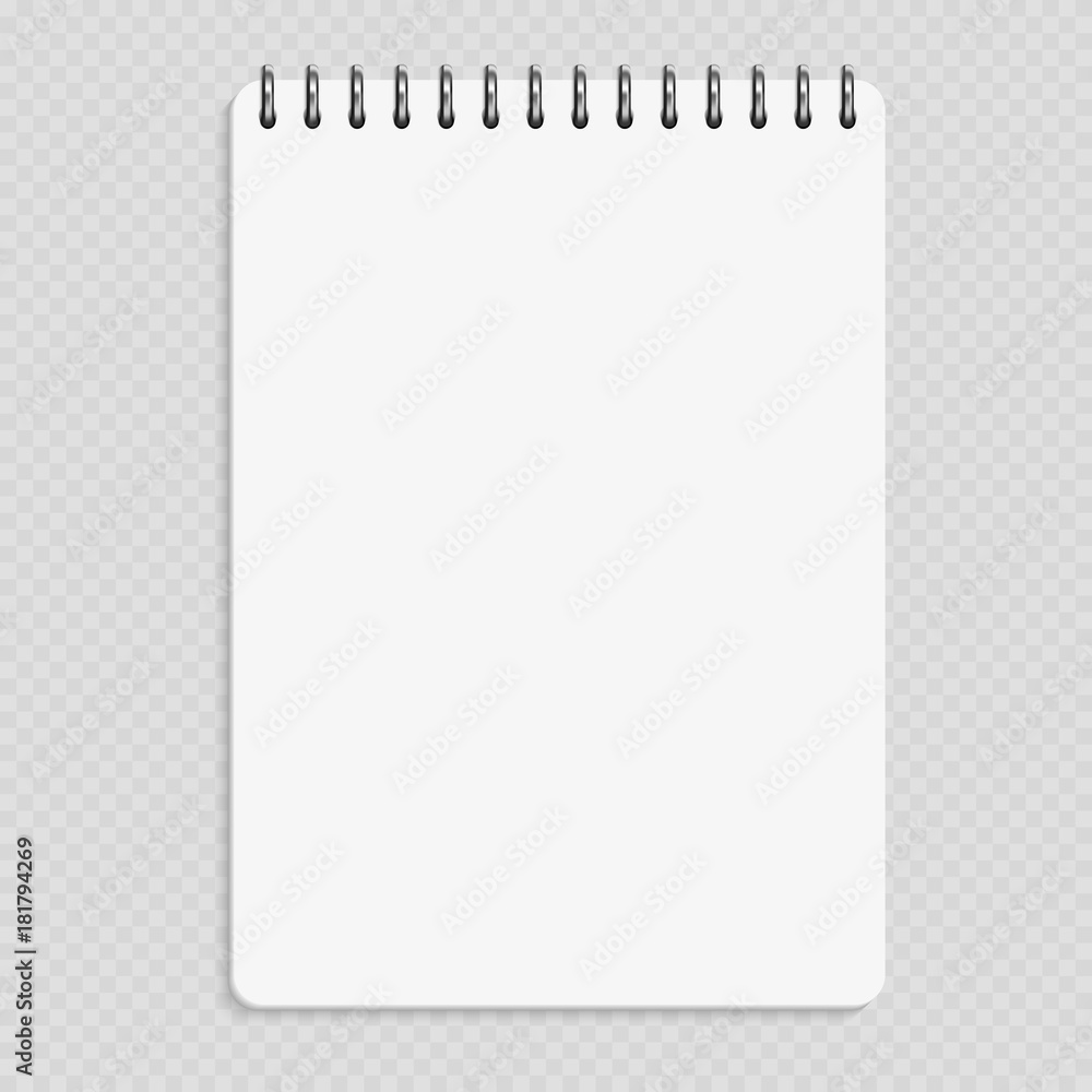 Poster vertical notebook - clean notepad mockup isolated on transparent background