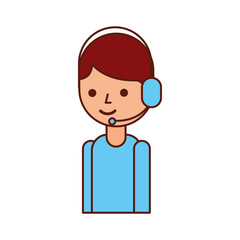 logistic delivery support phone operator in headset icon vector illustration