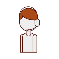 logistic delivery support phone operator in headset icon vector illustration