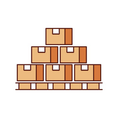 boxes on wood pallet closed carton delivery packaging fragile vector illustration