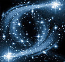 Obraz premium snowflakes and stars descending on background