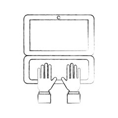 Obraz premium hand business working in laptop order online delivery logistic vector illustration