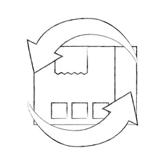 freight transportation around the world cardboard box with arrows vector illustration