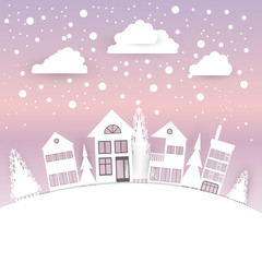 Views of the house in winter.  City Village with snow.