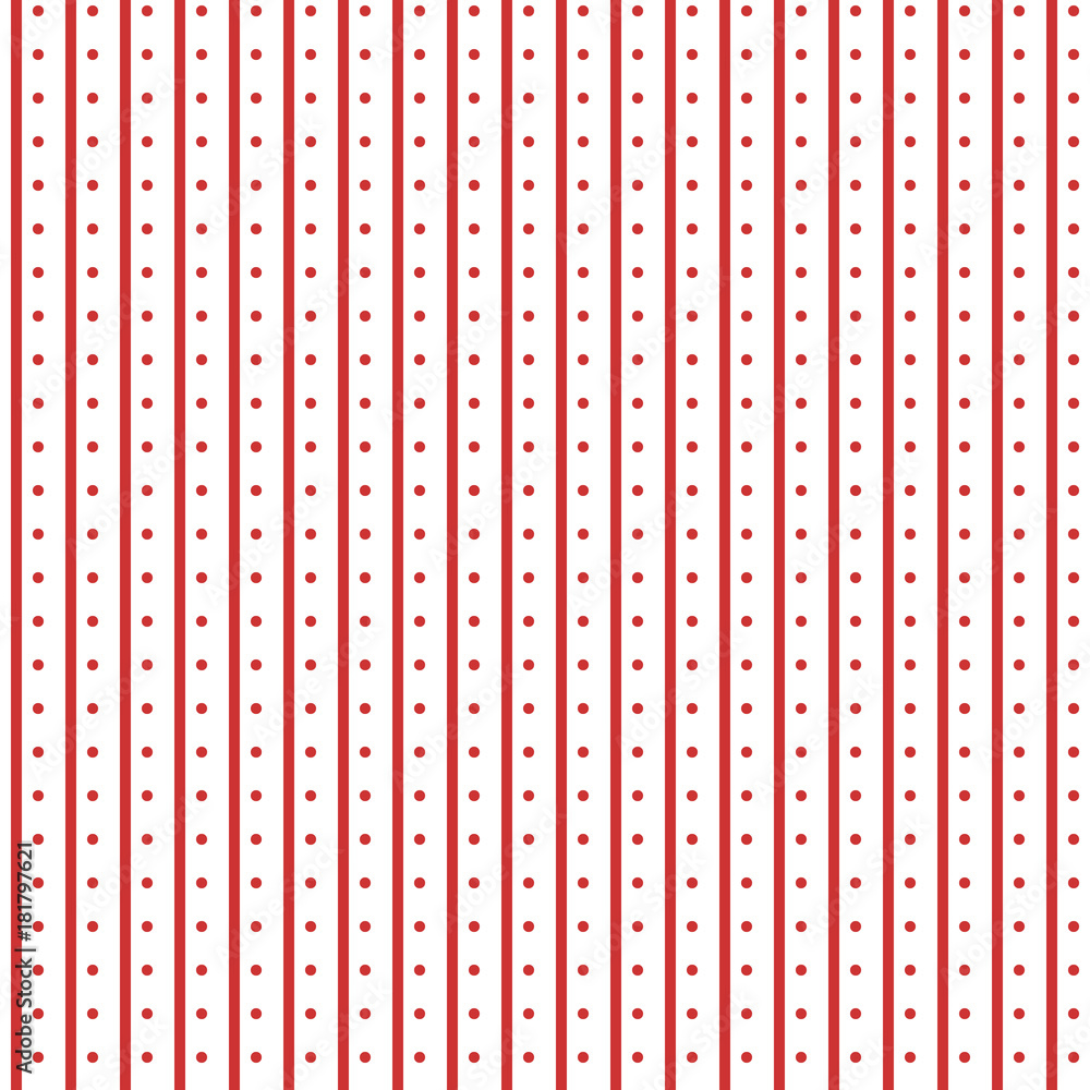 Poster abstract vector seamless pattern with red dots and stripes on white background. flat illustration of