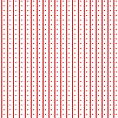 Abstract vector seamless pattern with red dots and stripes on white background. Flat illustration of circles. Color image with geometric figures. Hipster filing. Beautiful composition. Cute print.