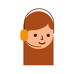 cartoon operator call center using headphones microphone vector illustration