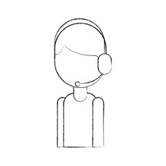 logistic delivery support phone operator in headset icon vector illustration