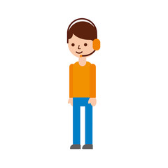 logistic delivery support phone operator in headset icon vector illustration