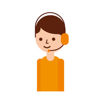 logistic delivery support phone operator in headset icon vector illustration