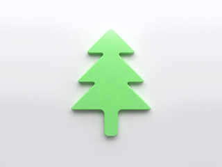abstract green icon christmas tree minimal white background 3d rendering christmas new year holiday concept