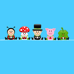 Ladybug,Fly Agaric,Chimney Sweeper,Pig & Cloverleaf Gifts Blue