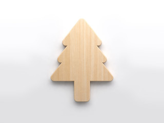 3d rendering abstract christmas tree wood icon 3d white background christmas new year holiday concept