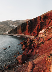 Fototapeta na wymiar Famous Red Beach with volcanic sand in Santorini, Greece