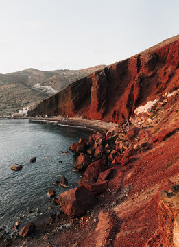 Famous Red Beach with volcanic sand in Santorini, Greece