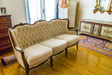 sofa in cozy bedroom