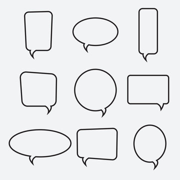 Speech bubble linear icons, vector collection