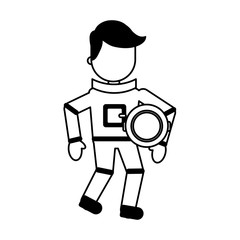 astronaut comic character icon vector illustration design