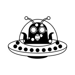unidentified flying object with alien vector illustration design