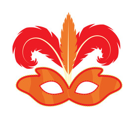 Carnival mask icon, flat, cartoon style. Masquerade, holiday party concept. Isolated on white background. Vector illustration