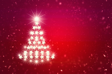 White Christmas tree. Red background.