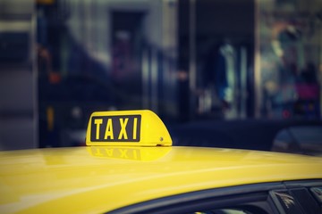 one yellow car of the city taxi