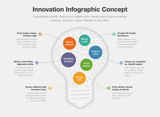 Innovative infographic concept with light bulb isolated on light background. Easy to use for your website or presentation.