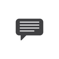 Speech bubble icon vector, filled flat sign, solid pictogram isolated on white. Message symbol, logo illustration.