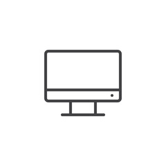 Computer display line icon, outline vector sign, linear style pictogram isolated on white. tv television monitor symbol, logo illustration. Editable stroke