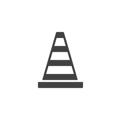 Traffic cone icon vector, filled flat sign, solid pictogram isolated on white. Symbol, logo illustration.