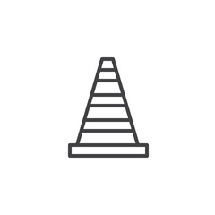 Traffic cone line icon, outline vector sign, linear style pictogram isolated on white. Symbol, logo illustration. Editable stroke